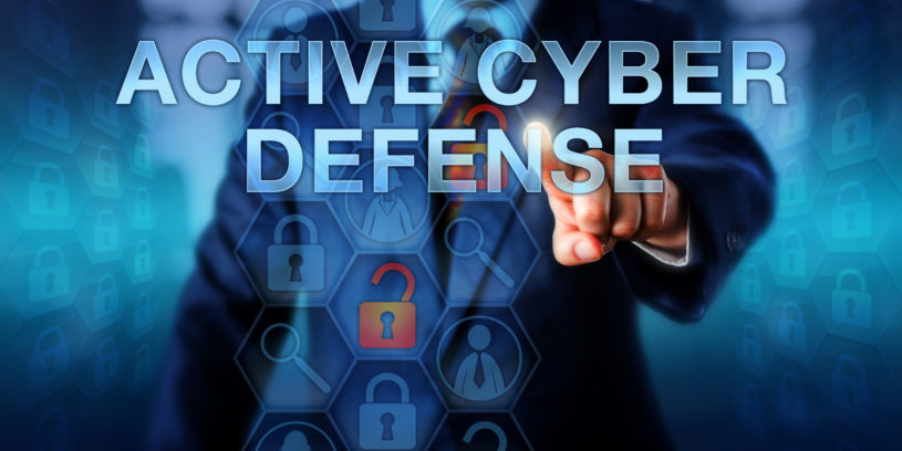 Computer,Security,Agent,Is,Touching,Active,Cyber,Defense,On,An