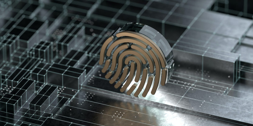 Cyber Security Digital Technology, Fingerprint Scanner 3D Illustration
